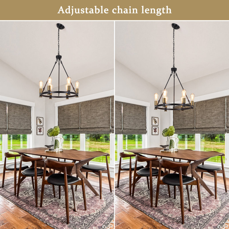 17 Stories Toriona 6 Light Dimmable Wagon Wheel Chandelier & Reviews Wayfair